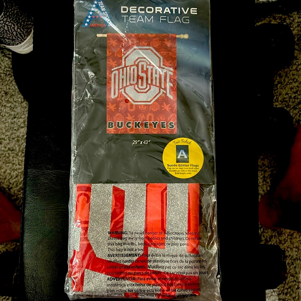 Ohio State team flag. New in sealed plastic. 29” x 43”
